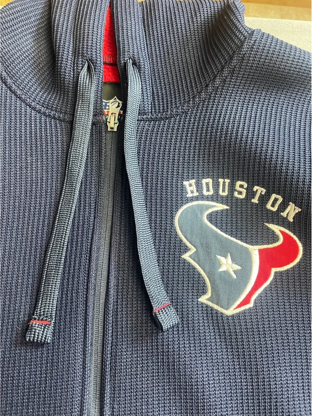 Houston Texans NFL full-zip waffle-texture fleece backed hoodie XL